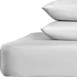 Highams Luxury Plain Dyed Fitted Bed Sheet Polycotton Easy Care Bedding, Silver Grey - Double