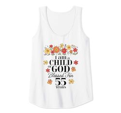 Mujer Soy un hijo de Dios bendecido durante 55 años Feliz 55 cumpleaños Camiseta sin Mangas