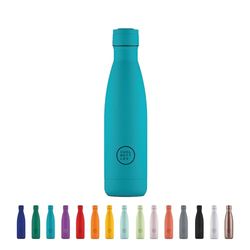 Cool Bottles - Botella de Agua de Acero Inoxidable - 500 ml - Vivid Turquoise - 26,5 x 7 cm - Botella Térmica Hermética - Bebidas frías 36 horas y calientes 18 horas - Triple-Cool Technology - Sin BPA