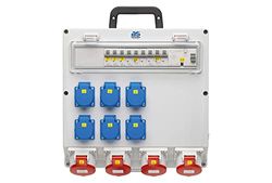 as – Schwabe Répartiteur mural prêt à être raccordé – Sortie 6 x Schuko, 4 x CEE (400 V/16 A/5 broches) – Répartiteur de courant de construction à raccord fixe NYM-J jusqu'à 5 x 10 – Répartiteur de
