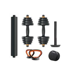 KSIX smart your tech Fed Kit Mancuernas V2 30 Kg conectadas App Feier, Barra y Pesa Rusa + Sensor Inteligente, Modulables, Multifunción, Empuñadura ergonómica