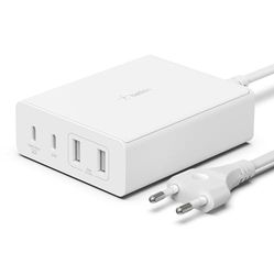 Belkin 108W GaN USB-laadstation voor meerdere apparaten, snellaaddock met 2x USB-A- en 2x USB Type C voor op het bureau voor MacBook, Pro, Air, iPhone, Plus, Pro, Pro Max, iPad, Galaxy, Pixel en meer