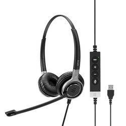 Sennheiser SC 660 USB ML Binaural Diadema Negro, Plata - Auriculares con micrófono (Centro de Llamadas/Oficina, Binaural, Diadema, Negro, Plata, Alámbrico, 2,9 m)