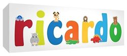 Little Helper para Nursery Lienzo con panel frontal, dibujo personalizable con nombre de niño Ricardo 15 x 42 x 4 cm multicolor