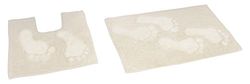 Rapport Home Feet Bath and Pedestal Mat Set, Cotton, Cream, 80 x 50 x 2 cm