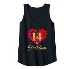 Mujer Camisa de 14 años y fabulosa para niñas, feliz cumpleaños número 14 Camiseta sin Mangas