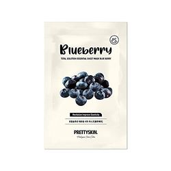 Pretty Skin Total Solution Essential Sheet Peel Off Face Mask - Blue Berry - Revitalising Smoothing Skin for Improved Elasticity - 23g