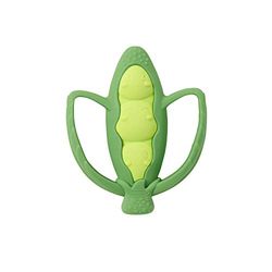 Infantino Lil' Nibble Teether Pea Pod - Silicone Soft-Textured teether for Sensory Exploration and Teething Relief, with Easy to Hold Handles, Green