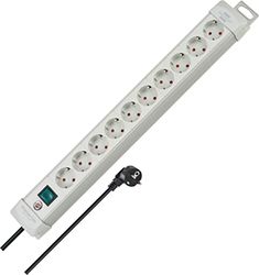 Brennenstuhl Extensão de tomadas premium com 10 tomadas de energia (cabo de 3 m, com interruptor, montável, fabricado na Alemanha) cinzento