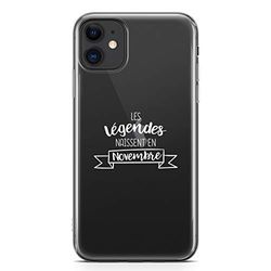 Zokko iPhone 11 fodral "The Legends Are Born in November" - mjukt genomskinligt bläck vitt