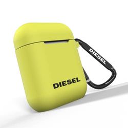 Diesel Fodral kompatibelt med Airpod, stötdämpande silikonfodral, trådlösa laddare, snäppkrokar dold för AirPods, neon lime grön