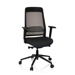 hjh OFFICE 790000 CHIARO T1 profesjonalne krzesło biurowe, kolor czarny, ergonomiczne krzesło obrotowe, regulowana wysokość siedziska i głębokości, oparcie z siatki