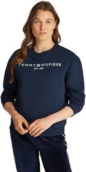 Tommy Hilfiger Dames MDRN REG CORP LOGO C-NK SWTSHRT WW0WW39791 Pullover Sweatshirt, Blauw, XL, Blauw (Donker Nacht Marine), XL