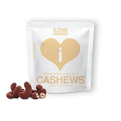 iLOVE SNACKS - Cacao, Vanilla & Sea Salt Cashews, Cashew Nuts, Flavoured Cashews, Gluten-Free, Plant-Based, Vegetarian, GMO Free, Palm Oil Free, Healthy Snack, Natural Protein Snack, 15 x 22g