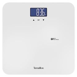 TERRAILLON - MASTER FORM ULTRA Balance connectée Wi-Fi, Capacité 180 kg, IMC, Grand écran LCD rétro-éclairé, Plateau verre - Blanc