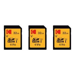 KODAK Pack de 3 Cartes Mémoire SDHC Ultra High Speed - 32 GB