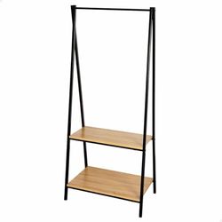 AKTIVE Max Home Âne à Vêtements, Portemanteau, Portemanteau et Porte-Chaussures, 2 Étagères de Rangement, 64X40X150 cm, Industriel, Couloir, Porte-Chaussures, Porte-Manteau, Crochets Muraux