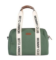 CHILDHOME, Baby skötväska, Mommy Bag, Babyskötselmadrass ingår, många förvaringsutrymmen, barnvagnsfästen, axelrem, bomull, 22L, Mommy Club Signnature, grön