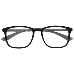 OPULIZE Max Occhiali da Lettura - Montatura Classica Rettangolare Grande - Nero Opaco con Stanghette Grigie - Uomo Donna Unisex - R78-1 - +2.50