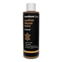 PFurniture Clinic Peinture et teinture pour réparation du cuir | Colorant auto-scellant pour une réparation rapide et facile du cuir | Convient aux canapés, aux sièges de voiture - Camel, 250 ml