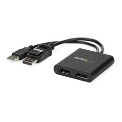 StarTech.com Hub MST de 2 portas DisplayPort 1.2 - Divisor Splitter DP de 2 monitores - adaptador DP a 2 x DisplayPort 4K de 30 Hz, alimentado por USB, Windows somente (MSTDP122DP)