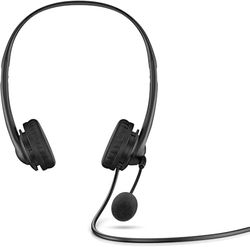 HP - PC 428H6AA Cuffie Stereo Cablate, jack 3.5 mm, Comandi Integrati nel Cavo, Microfono Ripiegabile, Imbottitura in Eco Pelle, Riduzione del rumore, Archetto Regolabile, Riduzione del Rumore, Nero, medium