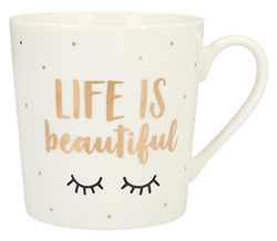 Depesche 5909.014 Mug avec Anse Porcelaine Life is Beautiful Multicolore 300 ml