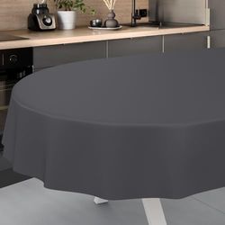 ANRO Nappe en Toile cirée, Lavable, pour Table de Jardin, extérieur et intérieur, Ovale, Bord coupé, Anthracite, 160 x 140 cm