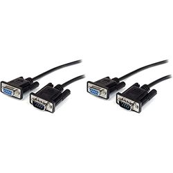 StarTech.com Cable 3m de Extensión Directo Straight Through Serie Serial RS232 Vídeo Monitor EGA DB9 Macho a Hembra, Extensor Negro (Paquete de 2)