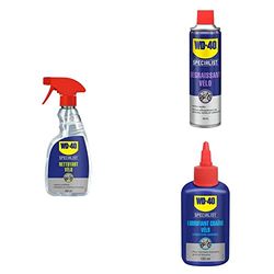 WD-40 SPECIALIST Vélo, Kit Chaîne Vélo Off Road, 1 Nettoyant Vélo 500 ml, 1 Dégraissant Vélo 500 ml, 1 Lubrifiant Chaîne Vélo Conditions Humides 100 ml