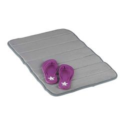 Relaxdays Memory Foam Bathmat, Non-Slip Carpet, WXD: 49 x 74 cm, Absorbent, Soft, Quick-Drying, Bath Rug, Grey, 50x80cm