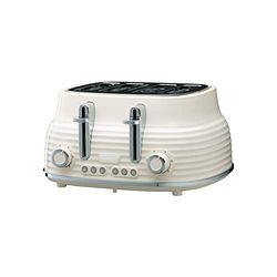 Daewoo Sienna 4 Slice Toaster, Wide Slots, 6 Browning Settings, Reheat, Defrost & Cancel Functions, Removable Crumb Tray, Stylish Cream Finish, Ideal for Family Kitchens