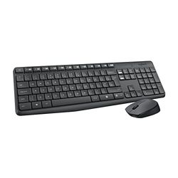 Logitech MK235 Combo teclado e rato para Windows, 2,4 GHz com recetor USB Unifying, rato sem fio, 15 teclas com função, bateria de 3 anos, PC/portátil, disposição QWERTY português - preto