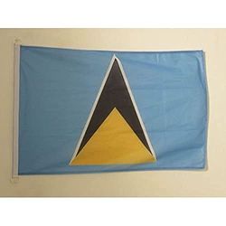 AZ FLAG - Drapeau Sainte Lucie - 45x30 cm - Pavillon Nautique Saint-Lucien Spécial Bateau Et Extérieur En Maille Bloquée Avec Anneaux Plastiques Intégrés - 30g