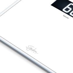 Beurer GS410 Báscula Digital De Vidrio, Gran Capacidad 200Kg, Pantalla LCD Retroiluminada, Grandes Dígitos 4.9 cm, Vidrio Seguridad 0.8 cm, Color Blanco