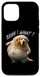 Carcasa para iPhone 15 Pro Diseño divertido del arte del perro Golden Retriever gordo