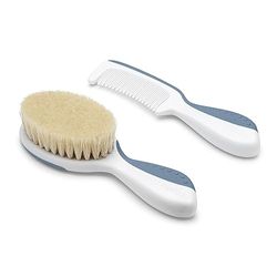 Nuvita 1137 Set Pettine e Spazzola in Setole Naturali di Lana - Set per Cura dei Capelli - Blue
