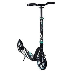 muuwmi Aluminium scooter Pro – step, 230/205 mm, ABEC 7, GS-getest, in hoogte verstelbaar, XL-dek, BMX-stuur, zwart-turquoise