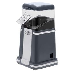 Adler Máquina de Palomitas de Maíz Eléctrica AD 4511, 1200 W, Proceso sin aceite, Aire caliente, Compacta, Diseño Moderno en Gris y Negro, con Recipiente Transparente