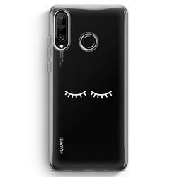 ZOKKO Cover per Huawei P30 Lite, morbida trasparente, inchiostro bianco