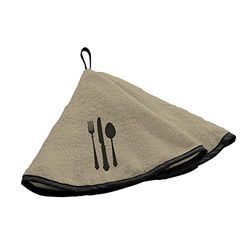 Douceur d'Intérieur, Round Hand Towel (Diameter 60 cm) with Linen and Embroidered Sponge
