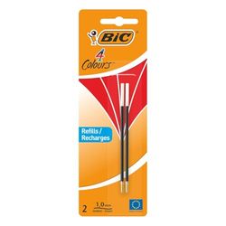 BIC - Penna di ricarica 4 colori, 1,0 mm, blister da 2 pezzi, rossa