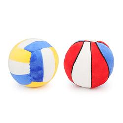 Piang Gouer 2PCS Juguetes interactivos para Perros adecuados para Perros pequeños y medianos, Juguetes de Peluche chirriantes, Voleibol de Baloncesto para Perros