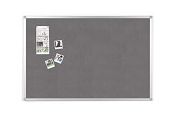 BoardsPlus - Tablón de Anúncios de Fieltro Gris, 105 x 75 cm, Con Marco de Aluminio