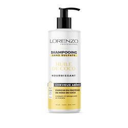 Lorenzo - Shampoing Revitalisant à l'Huile de Coco - Hydratation Profonde - Pour Cheveux Abîmés - Sans Sulfate, Paraben, Silicone, Colorant - 500ml