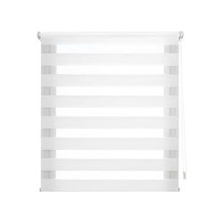 Decorblind | Estor Enrollable doble capa sin Herramientas y sin Taladrar, Medida Estor: 40x130 Ancho x Largo/Medida Tela Estor: 37x125 – Estor Noche y Día Color Blanco, Estores para ventanas
