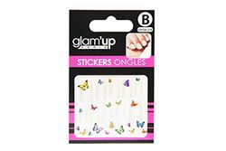 Glam'Up Paris - Stickers pour Nail Art - Autocollants Nail Art pour Décoration Ongles - Nail Art Design Manucure - Facile à Utiliser - N°30-216 - Papillons de Couleur