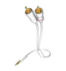 In-akustik Star - Cable de audio para MP3 (clavija de 3,5 mm a RCA de 2 clavijas, 5 m), color blanco