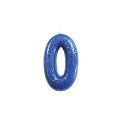 Anniversary House Metallic Blue Glitter Candle, Number 0 8th Birthday Cake Topper, 7 Centimeters, AHC30/0