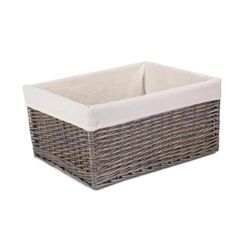 Red Hamper Jumbo Antique Wash Lined Wicker Storage Basket, Brown, 50 x 42 x 26 cm